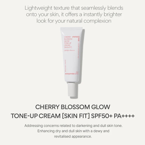 INNISFREE Jeju Cherry Blossom Tone-Up Cream Skin-Fit SPF50+ PA++++ 50ml