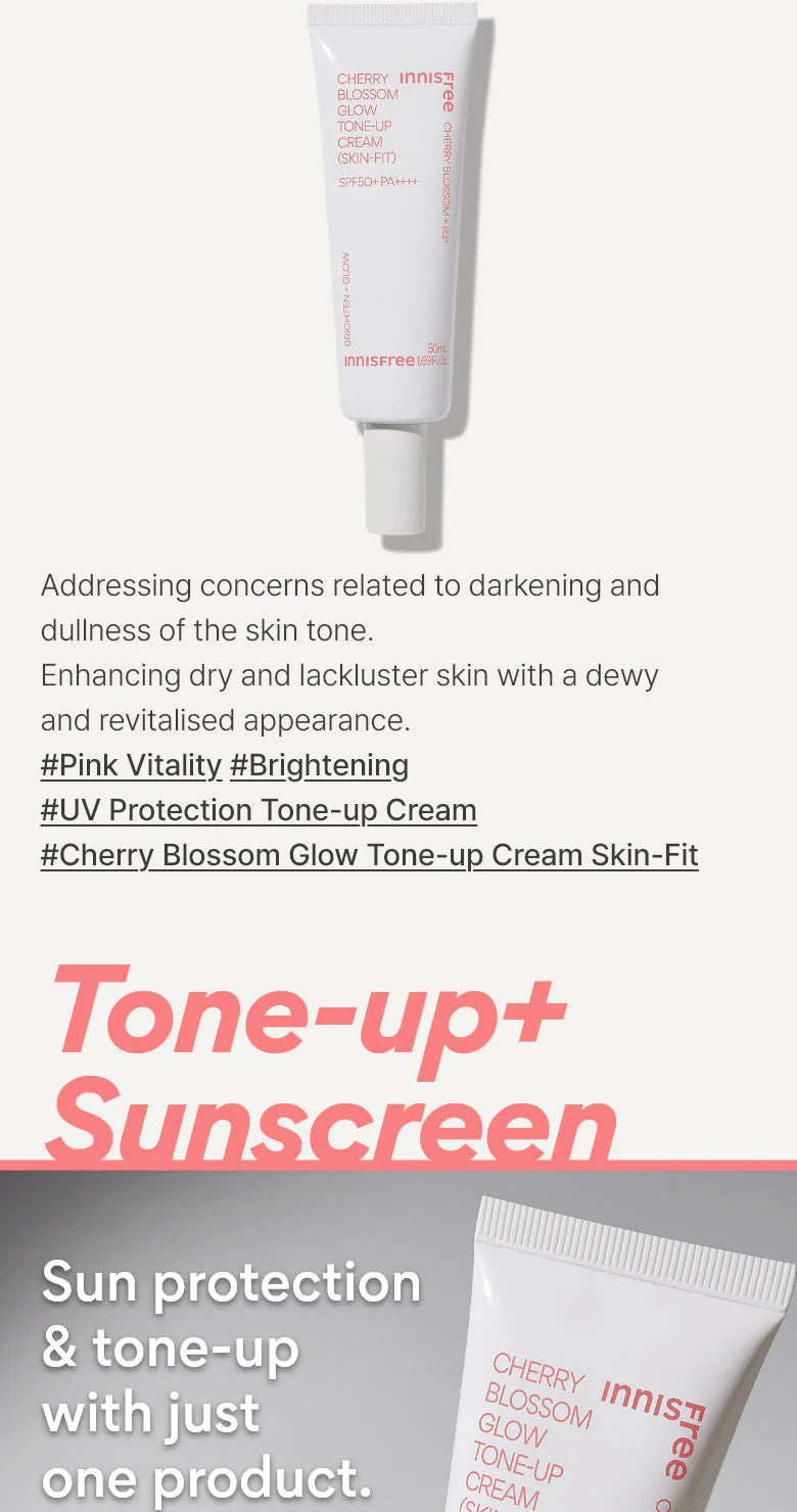 INNISFREE Jeju Cherry Blossom Tone-Up Cream Skin-Fit SPF50+ PA++++ 50ml