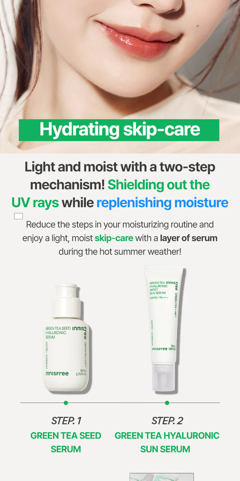 INNISFREE Green Tea Hyaluronic Moist Sun Serum SPF50+ PA++++ 50ml