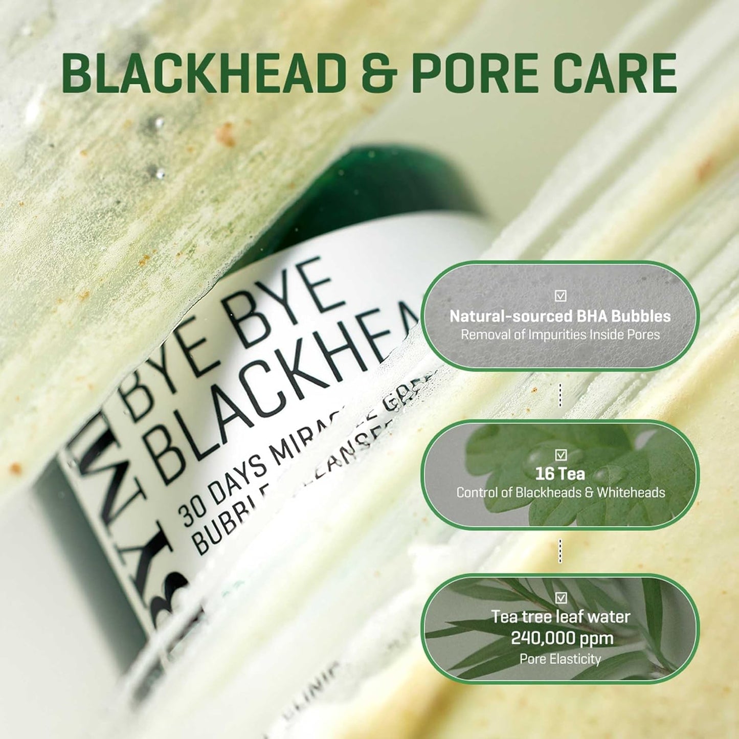 SOME BY MI Bye Bye Blackhead 30 Days Miracle Green Tea Tox Bubble Cleanser 120g