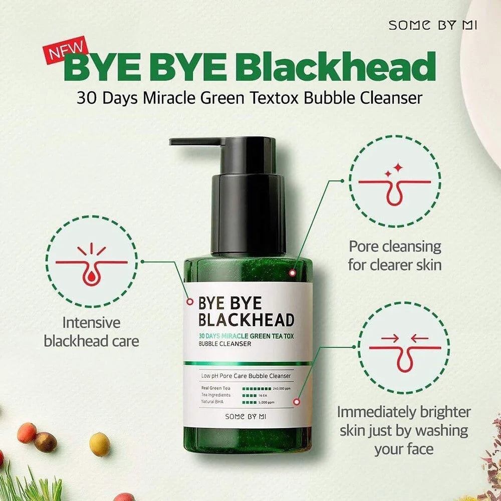 SOME BY MI Bye Bye Blackhead 30 Days Miracle Green Tea Tox Bubble Cleanser 120g